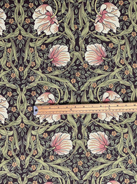 Thumbnail for Floral fabric pattern with a ruler for scale on a dark background