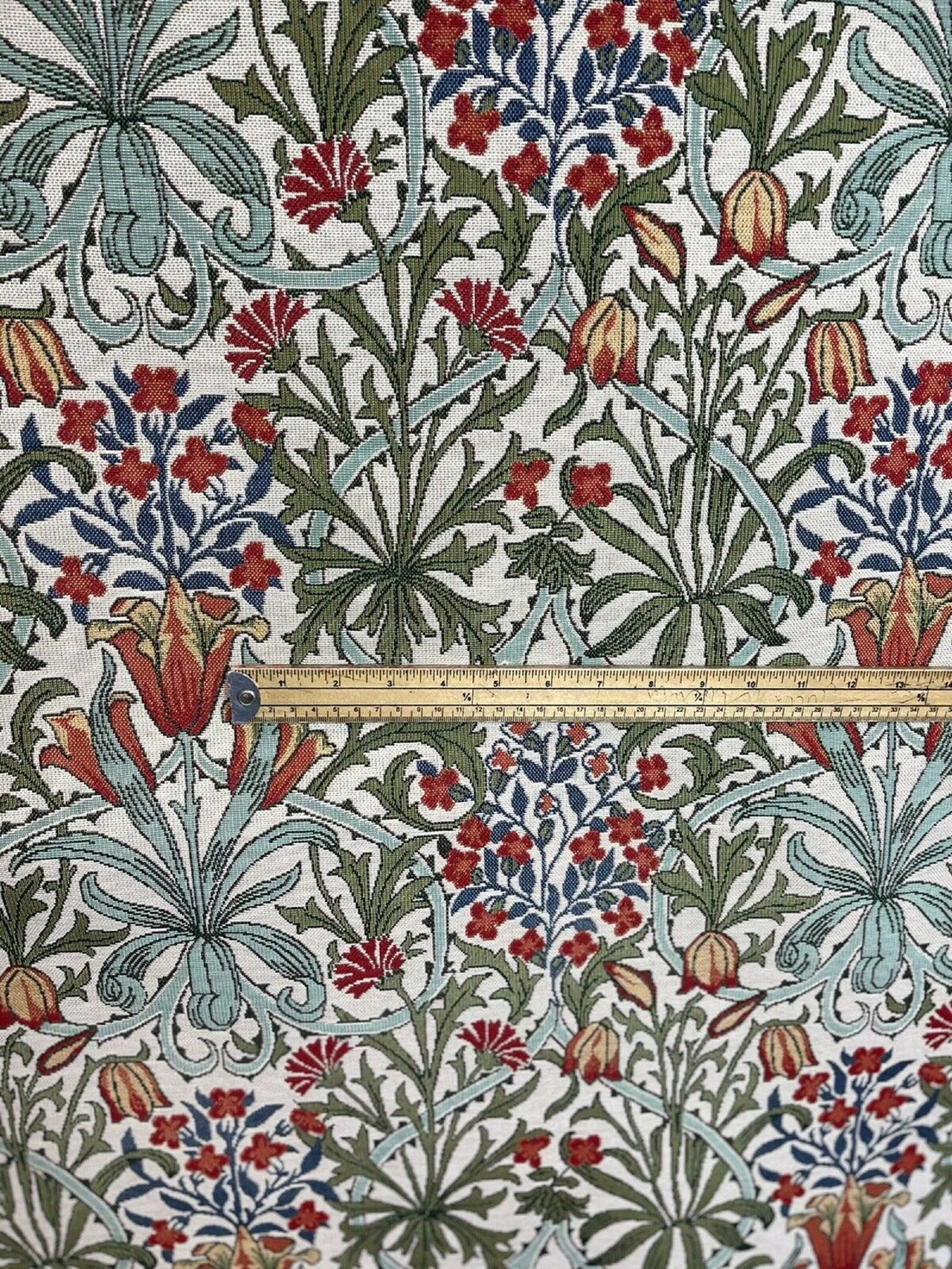 Beige Arts & Crafts fabric with tulip pattern.