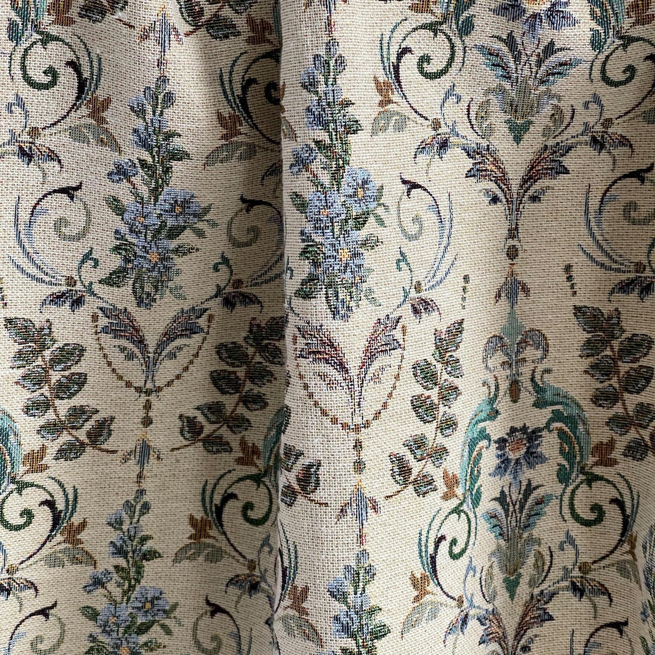 Willowmere floral damask woven fabric close up