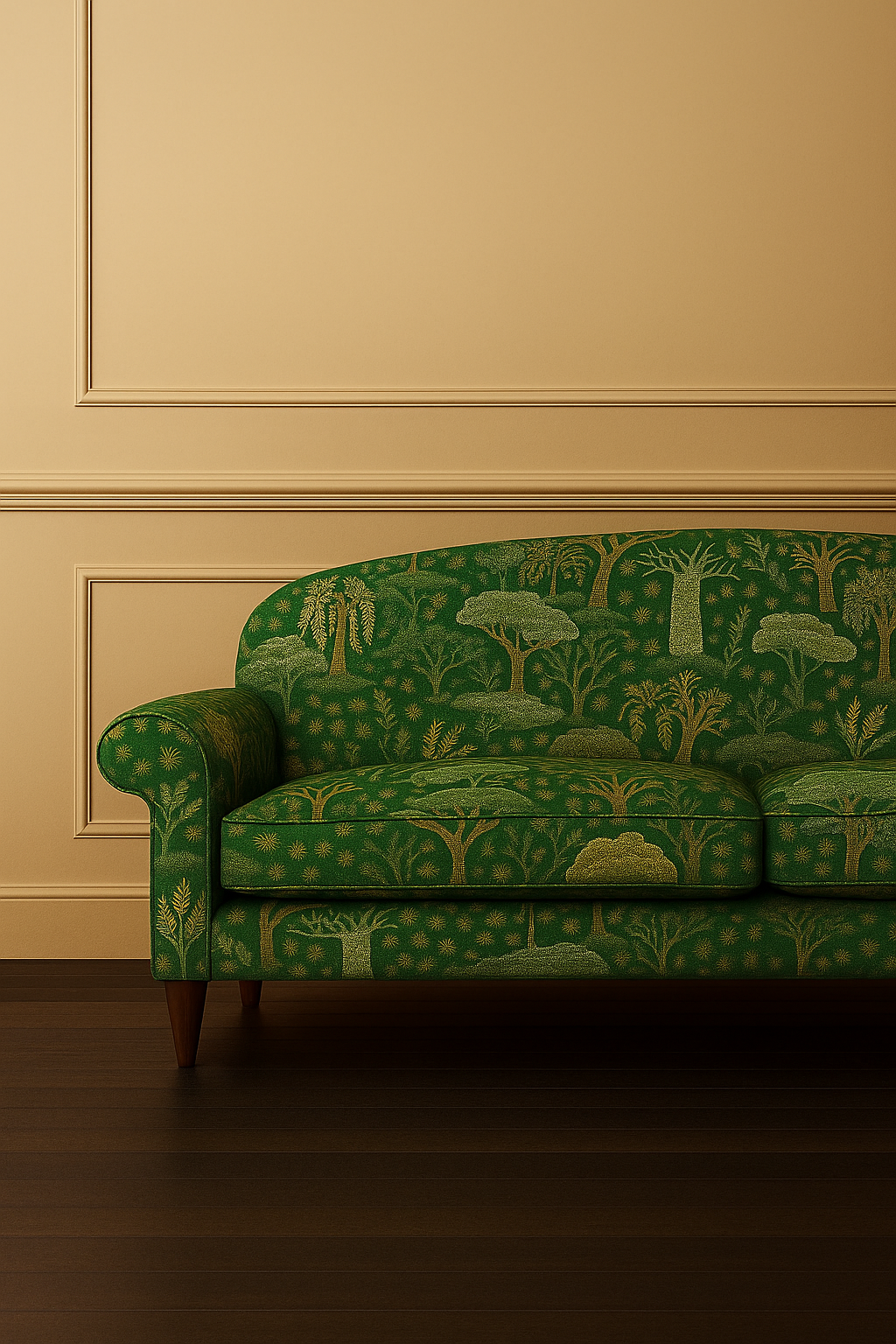 Artistic Tree of Life fabric with detailed botanical illustration