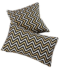 Thumbnail for Bold chevron design cushion in black, white, and gold.