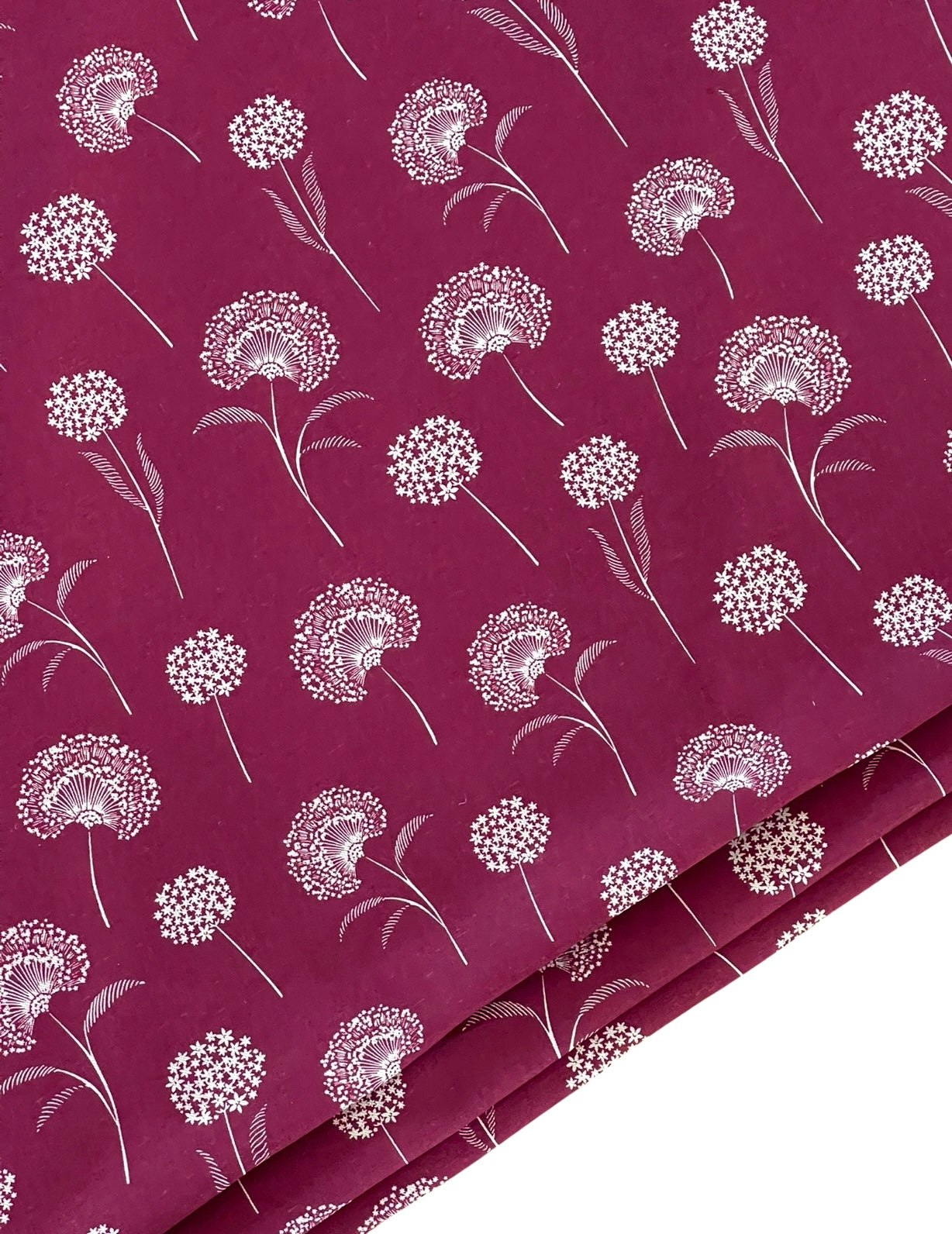 Elegant Dandelion Linen look Red Burgundy Fabric Botanical Pattern for Upholstery, Drapery & Crafts