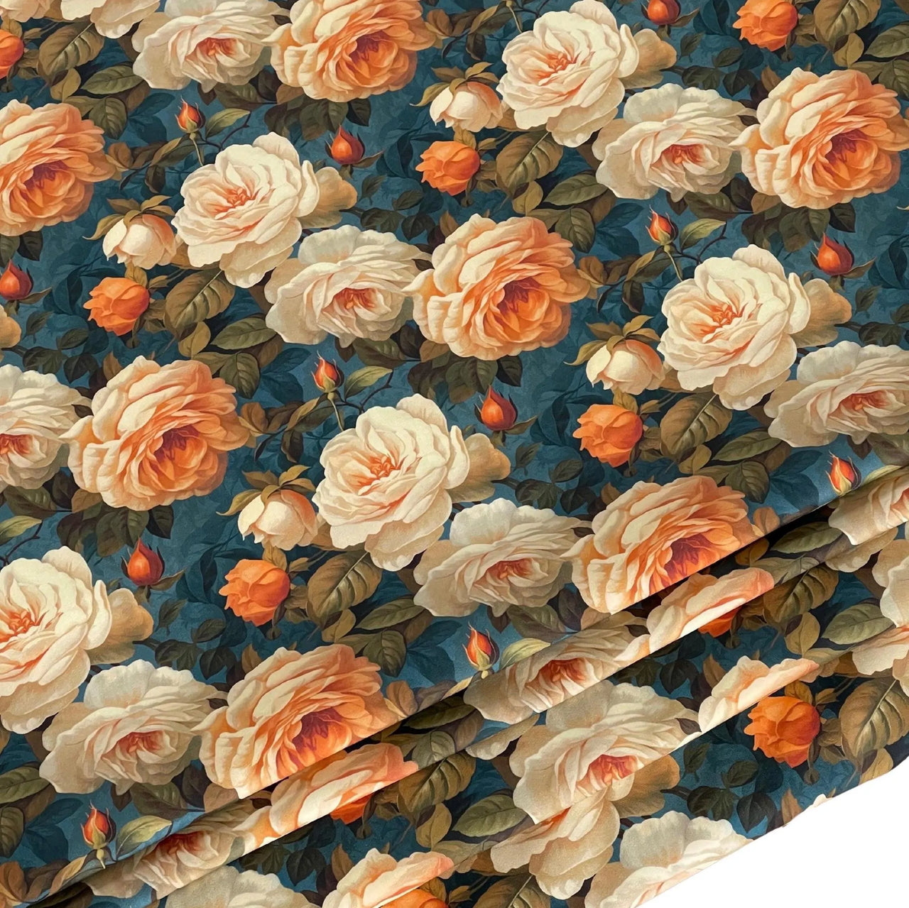 Romantic floral curtain fabric in warm neutral and terracotta tones – cotton fabric for timeless interior styling
