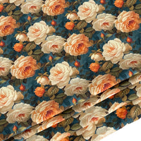 Thumbnail for Romantic floral curtain fabric in warm neutral and terracotta tones – cotton fabric for timeless interior styling