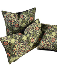 Thumbnail for William Morris Cushion Cover Green Seaweed Floral Vintage Design with Orange Flowers Home Decor