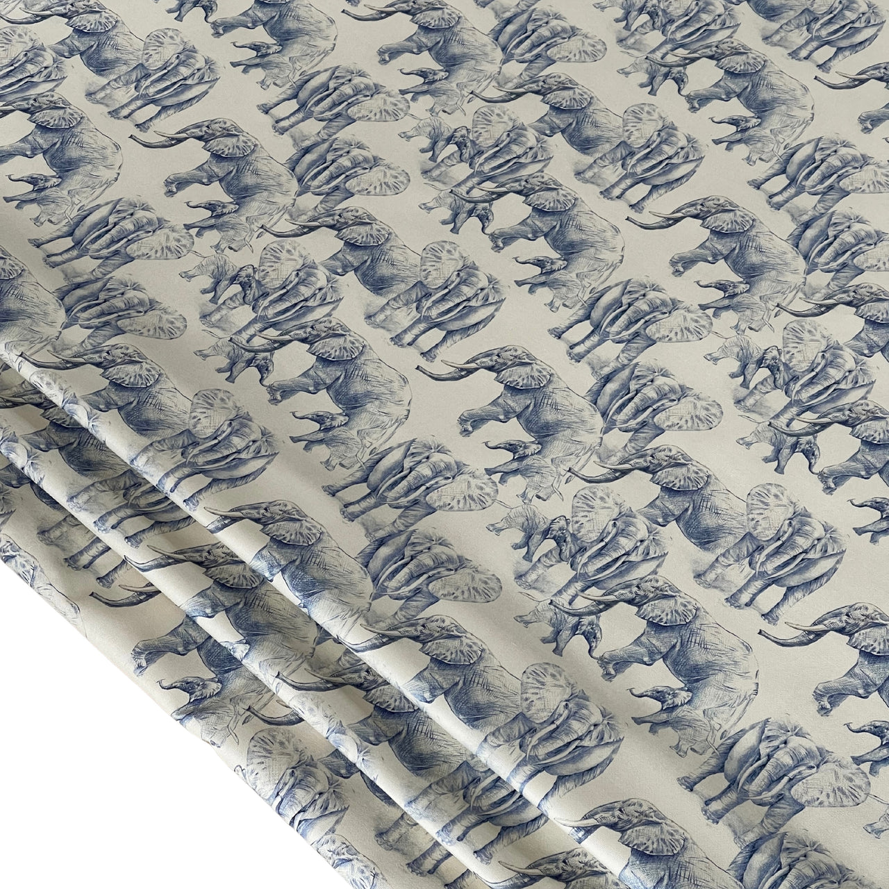 Blue Elephants Organic Cotton Print Safari Style Home Decor