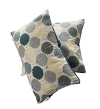 Thumbnail for Teal Gold Grey Veins Leaf Cushion Cover - Nature-Inspired Scandi Geometric Pattern