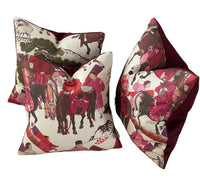 Thumbnail for Mongolian Horsemen Oriental Cushion Covers – Red and Pink Outfits with Trees and Animals Design