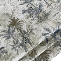 Thumbnail for Luxury Safari Decor Fabric – Monochrome Animal Map – Curtain and Blind Making – Natural Cotton