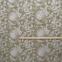 Thumbnail for English country bird floral cotton curtain fabric soft gold