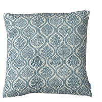 Thumbnail for denim blue ogee cushion cover botanical pattern