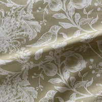 Thumbnail for Floral bird print fabric in warm soft gold tones
