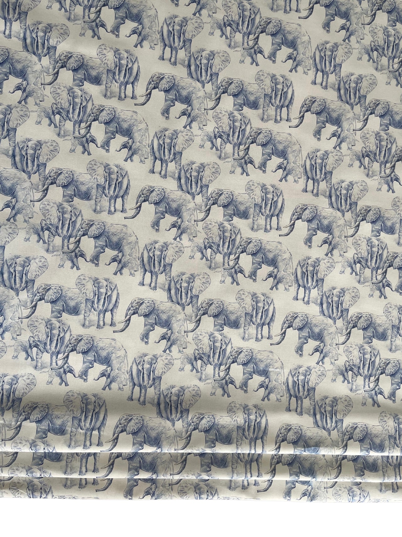 Blue Elephants Organic Cotton Print Safari Style Home Decor