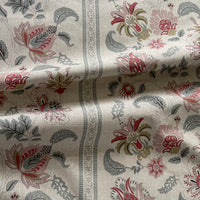 Thumbnail for Classic Jacobean botanical fabric with decorative stripe design
