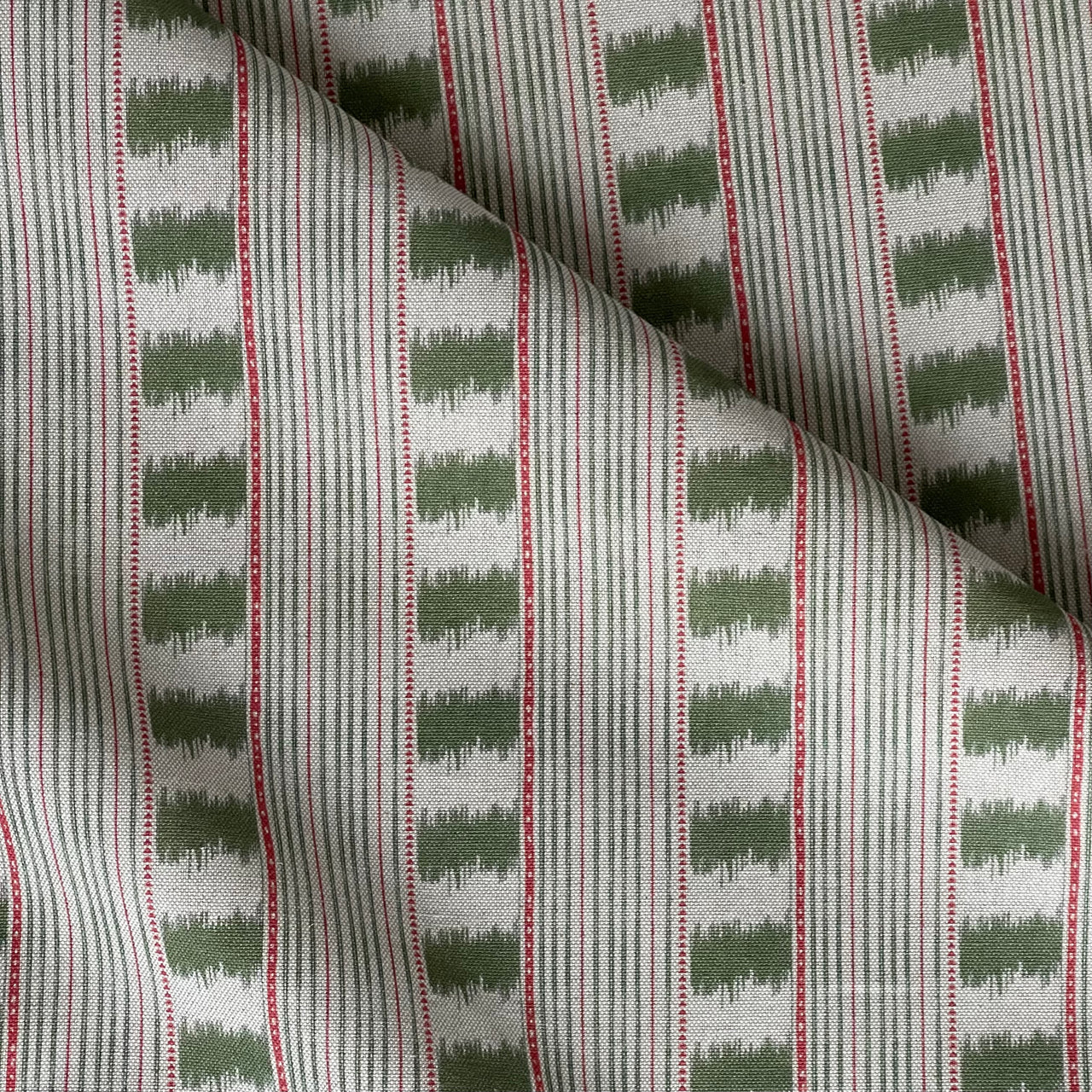 rustic farmhouse stripe fabric olive green and cream