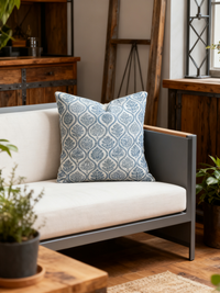 Thumbnail for soft blue decorative pillow ogee design