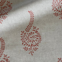 Thumbnail for Linen look cotton blend fabric with coral buta design