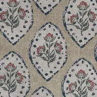 Thumbnail for Botanical medallion cotton linen fabric for farmhouse and cottage interiors