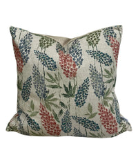 Thumbnail for Rustic Cloverfield cushion cover in oatmeal cotton-linen with clover and fern motif, square pillow.