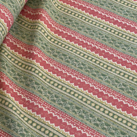 Thumbnail for Close-up of woven cotton-linen blend with red and green pattern

