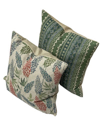 Thumbnail for geometric striped cushion cover sage and teal linen look
