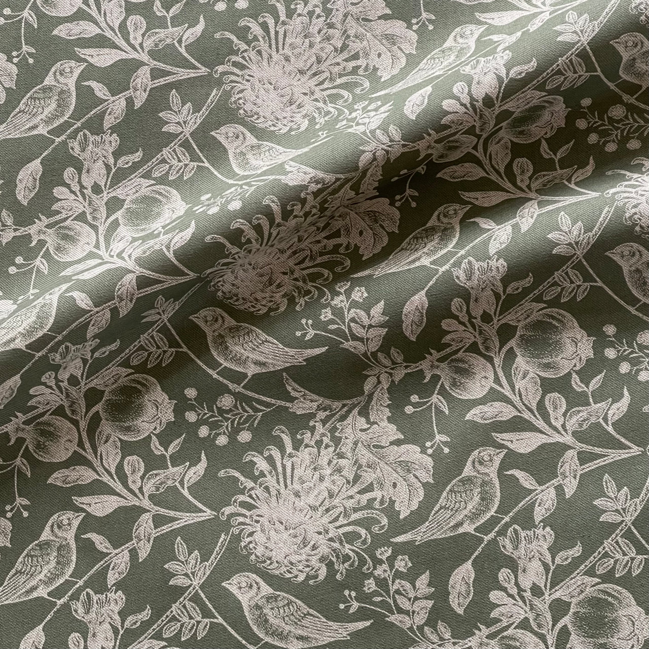 Garden robin floral pattern cotton fabric