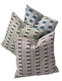 Thumbnail for Country cottage cushion cover with muted dusty rose stripes and natural linen-look texture.