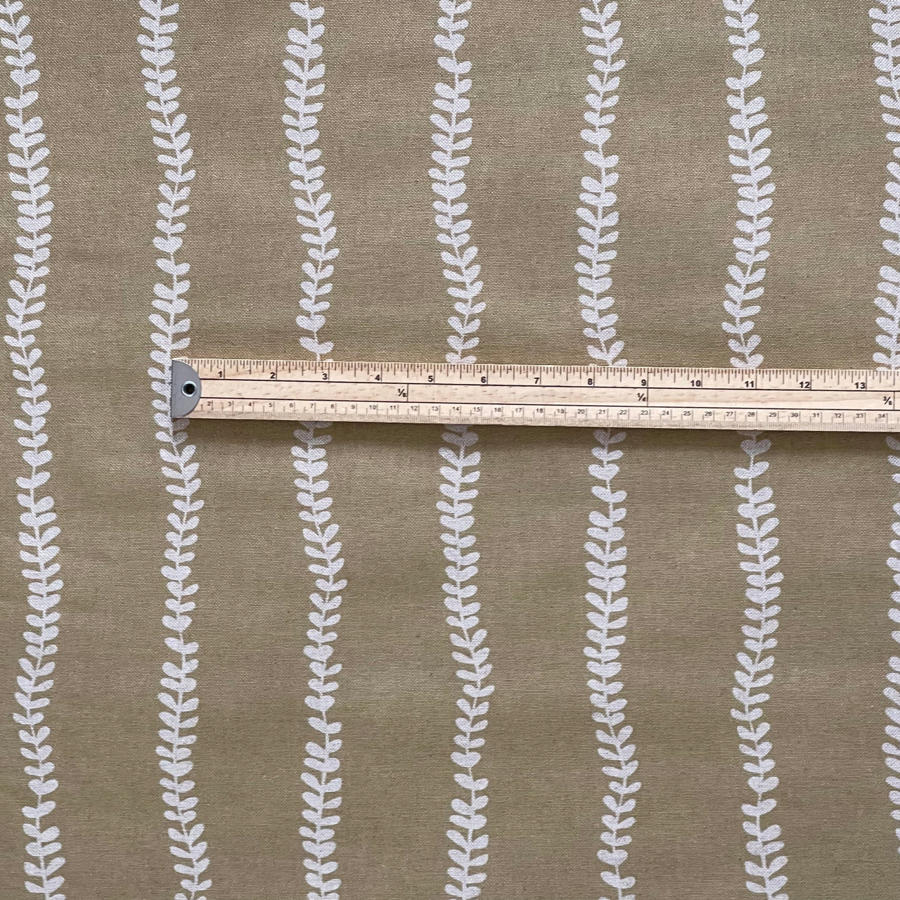 Country stripe furnishing fabric in soft gold for curtains and upholstery