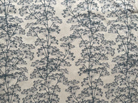 Thumbnail for Close up of cow parsley floral fabric in indigo blue on oatmeal base