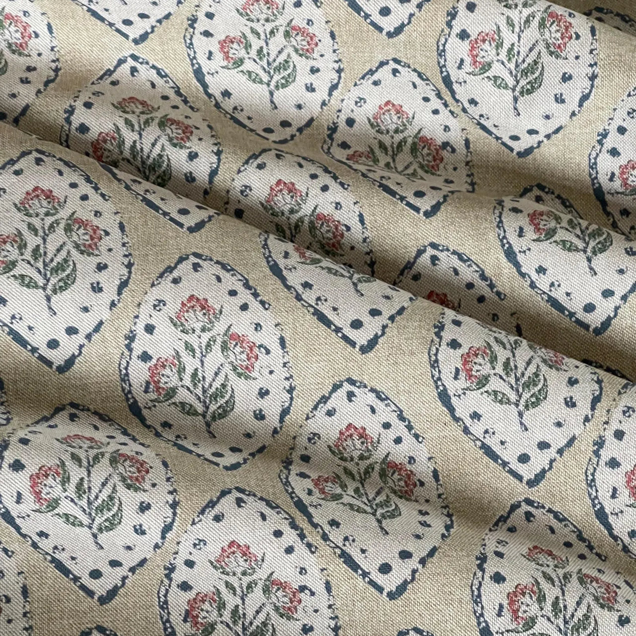 Traditional floral cotton linen fabric for French country living room décor