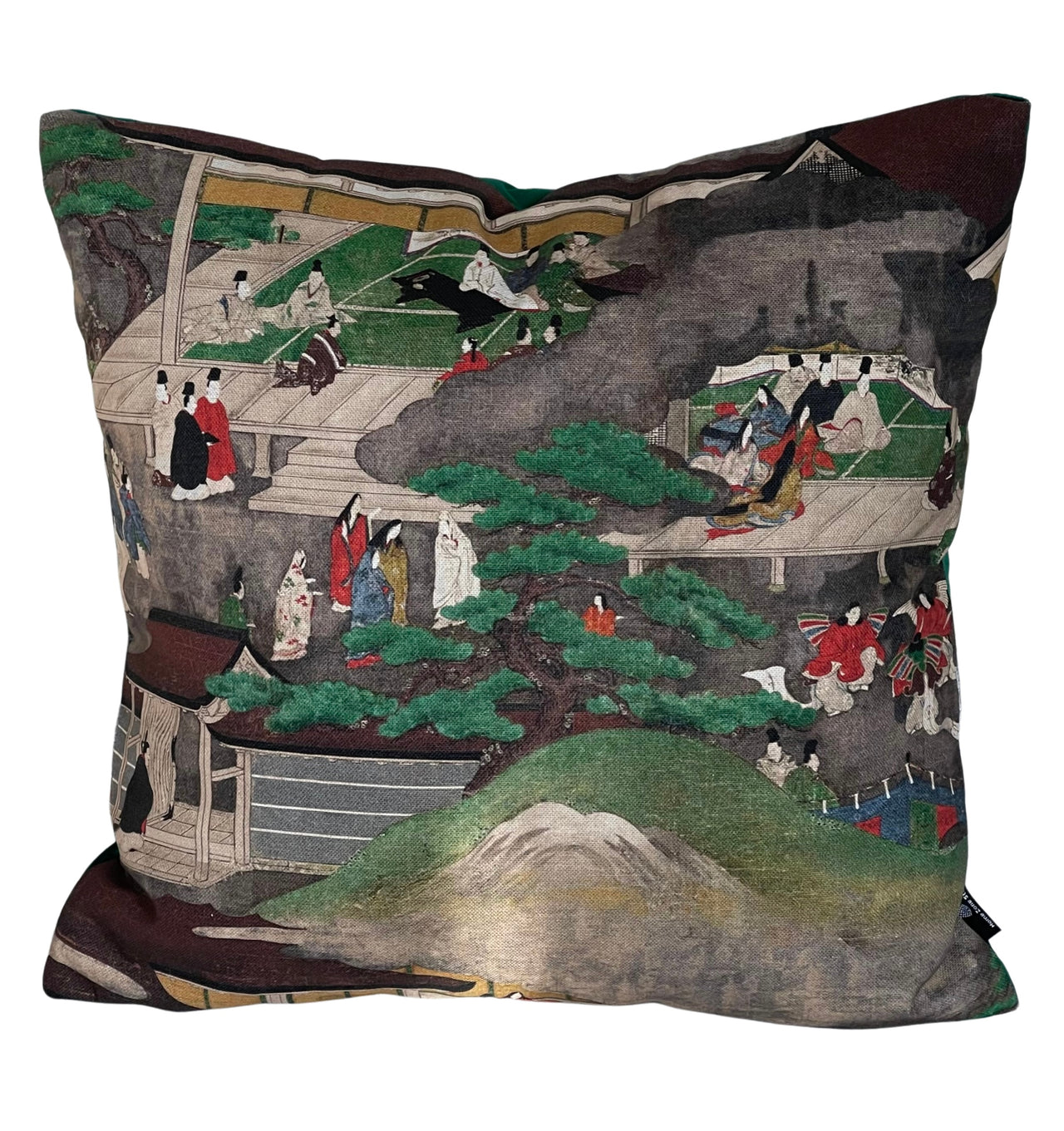 Kyoto Japanese Cushion Cover – Bonsai Tree & Cityscape – Oriental Cotton Fabric