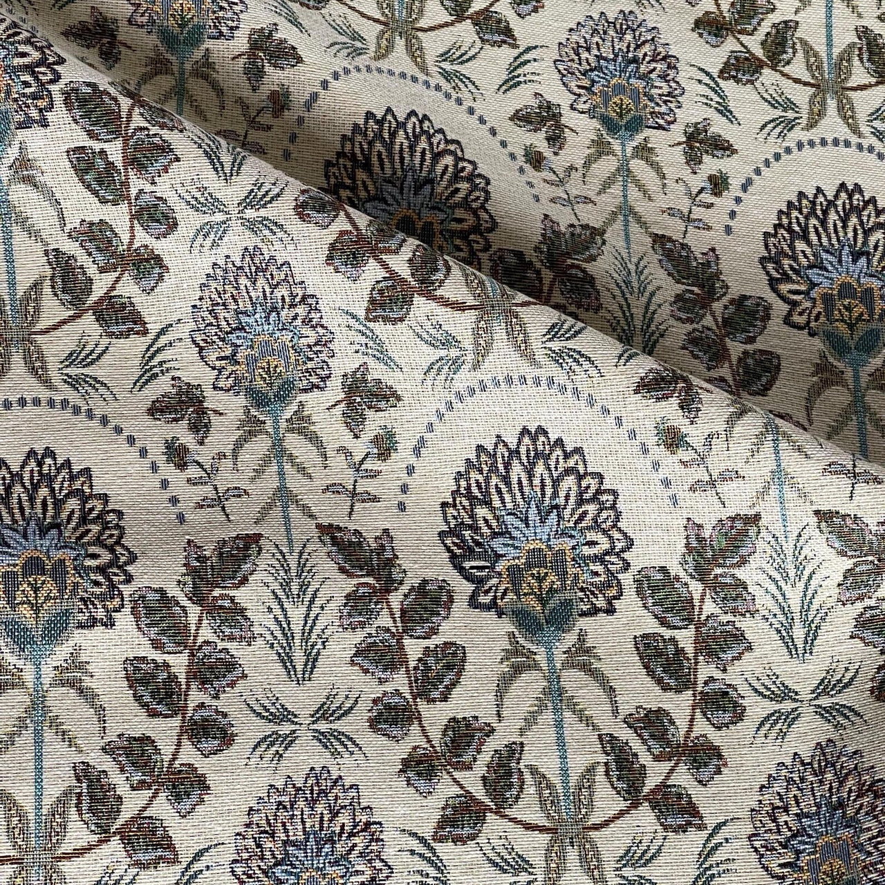 Traditional woven tapestry fabric floral