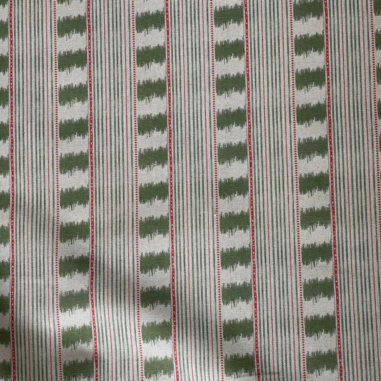 ikat inspired stripe fabric olive green and cream