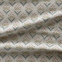 Thumbnail for Duckegg botanical curtain fabric with stylised leaf and berry pattern