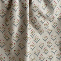 Thumbnail for Meadow Berry duckegg fabric with small botanical floral pattern in sage green and berry red