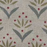 Thumbnail for Duckegg fabric with botanical leaf and berry pattern