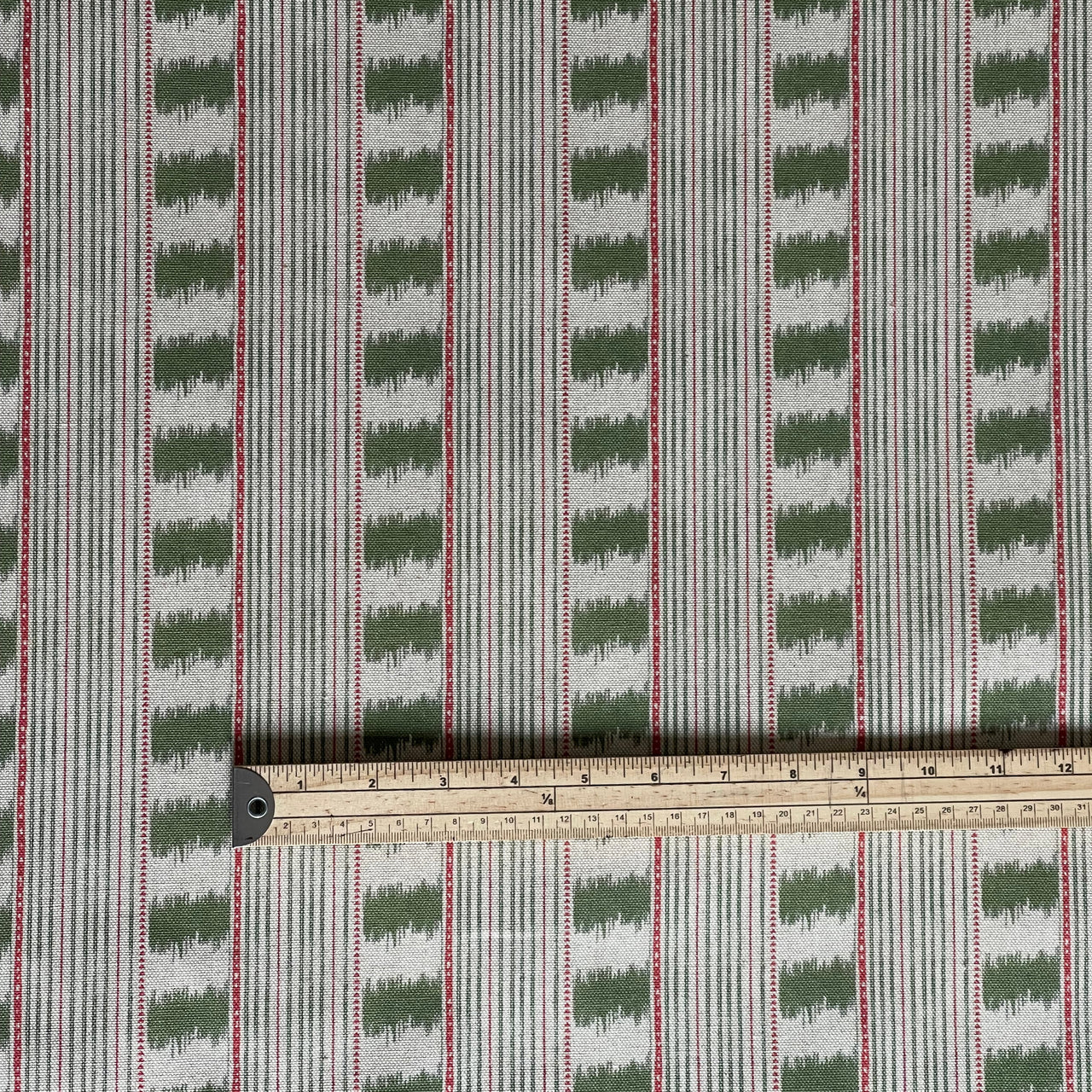 neutral green striped fabric for home decor