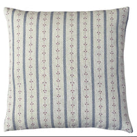 Thumbnail for Dusty blue and mauve striped cushion covers styled with rust cushions on a country sofa