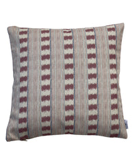 Thumbnail for Dusty rose ikat stripe cushion cover in natural linen-look fabric with cream and blue-grey detailing.