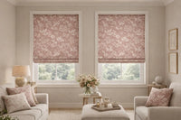 Thumbnail for Blush pink floral upholstery fabric in cotton blend linen effect