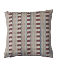 Thumbnail for Dusty rose striped cushion cover with alternating decorative bands on a natural neutral background.