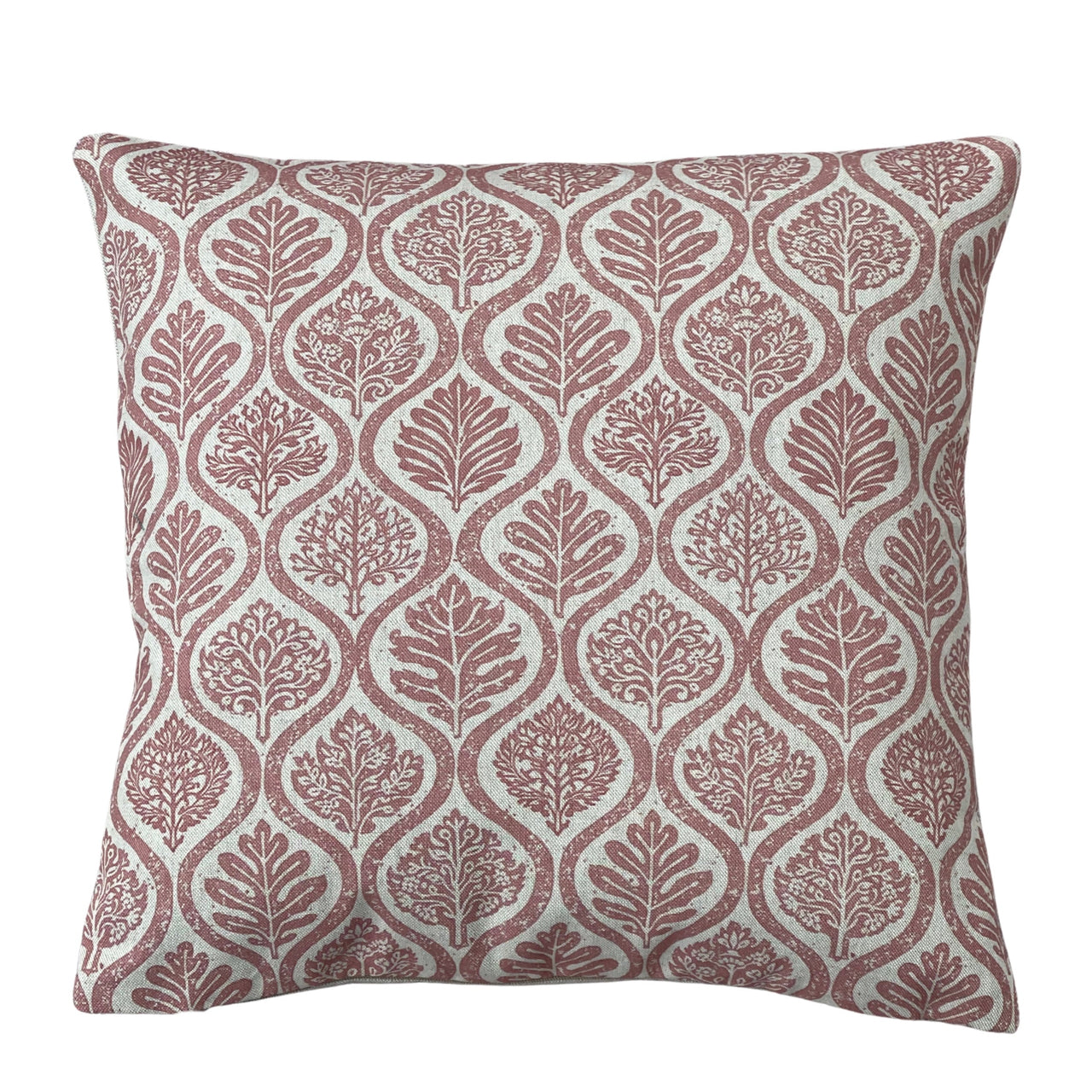 pink leaf cushion cover linen look fabric