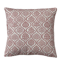 Thumbnail for pink leaf cushion cover linen look fabric