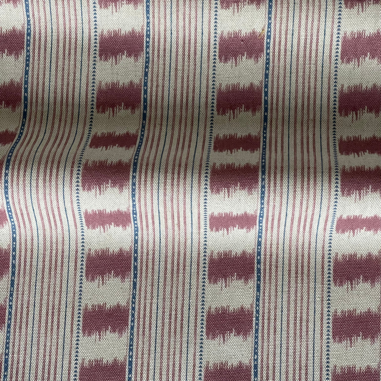 pink stripe linen look fabric for rustic interiors UK