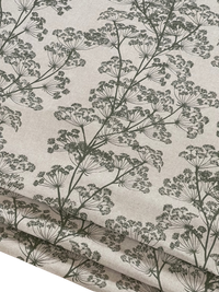 Thumbnail for Cow Parsley Cotton Linen Look Fabric – Olive Green and Oatmeal Floral Print for Curtains Roman Blinds - Soft Furnishing