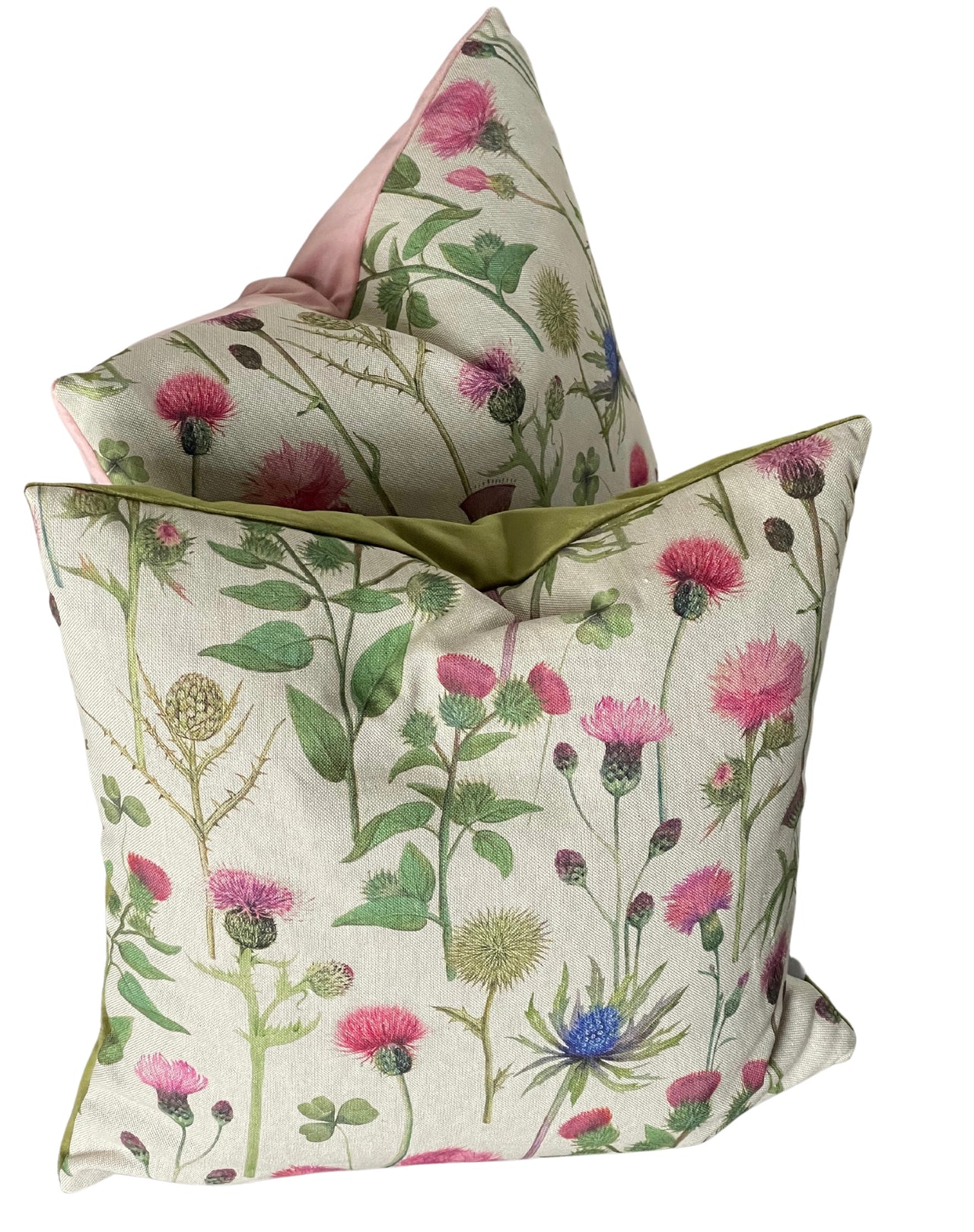 Thistle and Clover Cushion Cover - Scottish Inspired Floral Botanical Cotton Linen Look Home Decor