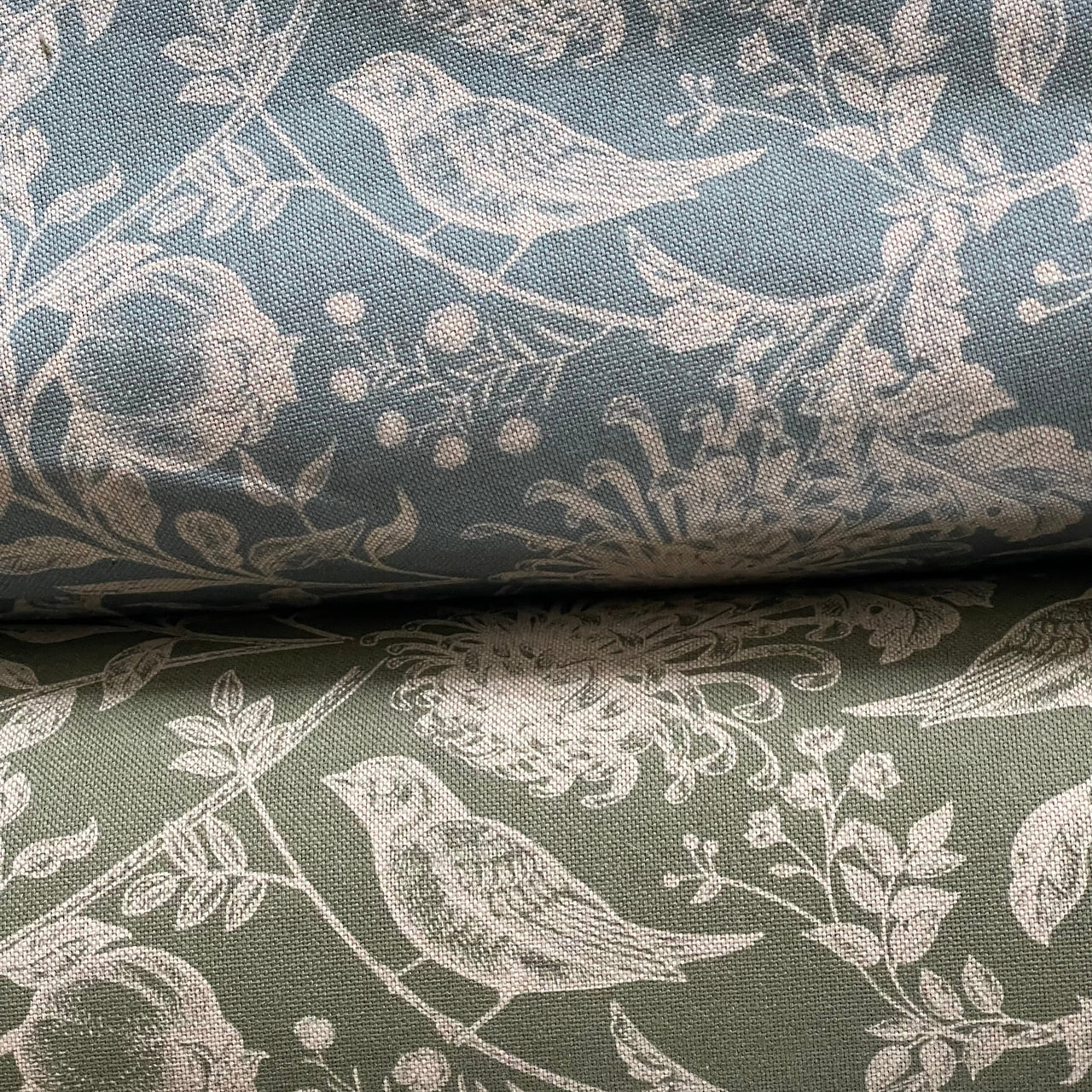 Vintage style bird botanical cotton fabric