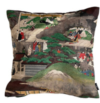 Thumbnail for Kyoto Japanese Cushion Cover – Bonsai Tree & Cityscape – Oriental Cotton Fabric