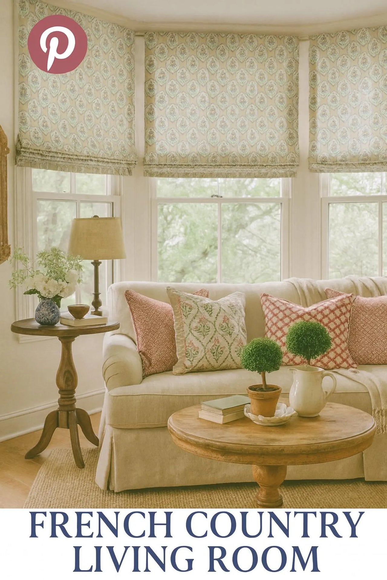 French country floral cotton linen fabric used for Roman blinds and cushions