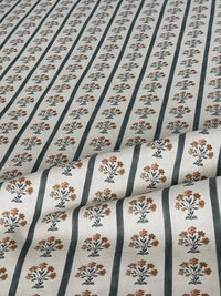 Thumbnail for Natural cotton fabric with floral stripe print
